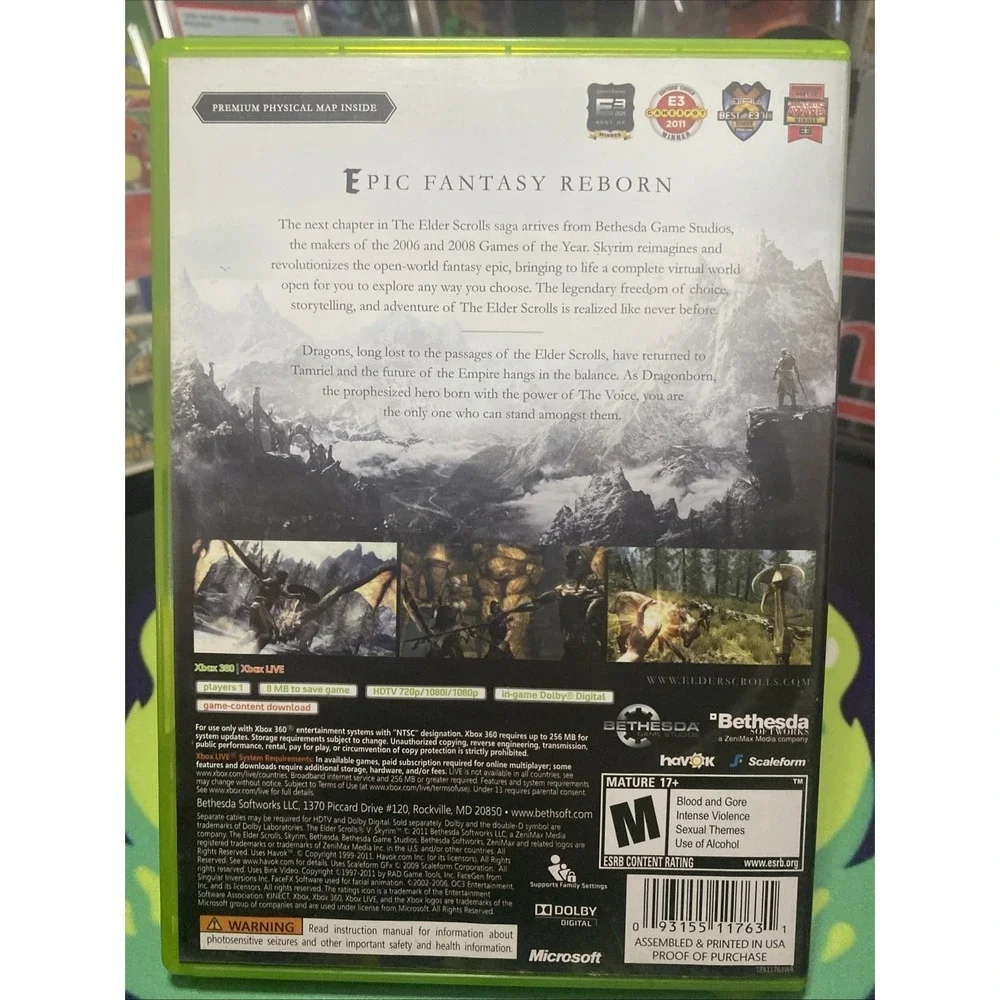 The Elder Scrolls V: Skyrim (Microsoft Xbox 360, 2011) - Includes Manual